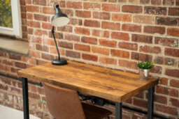 Solid Wood Industrial Office Desk - W100Cm X D60Cm X H75Cm - Dark Oak - Rustic - thumbnail 3