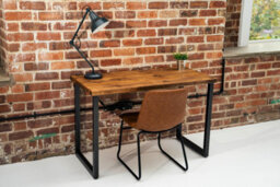 Solid Wood Industrial Office Desk - W100Cm X D60Cm X H75Cm - Dark Oak - Rustic