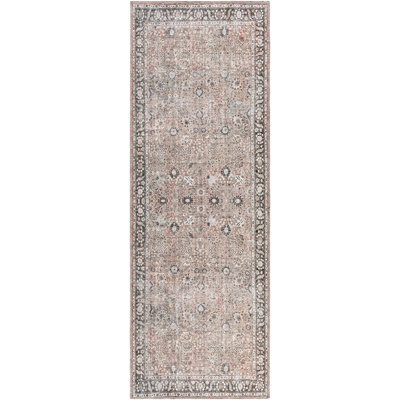 Livabliss Colin-Washable Brown Orange Grey Traditionnal Vintage Boho Living Dining Rug 80 X 220 Cm Easy Care, Non Shedding - image 1