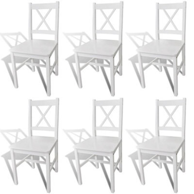 Vidaxl Dining Chairs 6 Pcs White Pinewood Dining Chairs - image 1