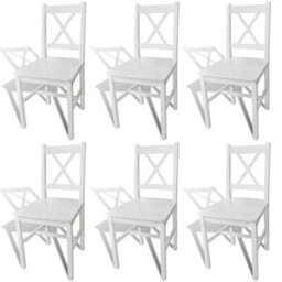 Vidaxl Dining Chairs 6 Pcs White Pinewood Dining Chairs - thumbnail 1