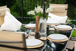Primrose 6 Seater Dining Set Garden Furniture With Parasol Reclining Chairs Glass Table In Mocha - thumbnail 7