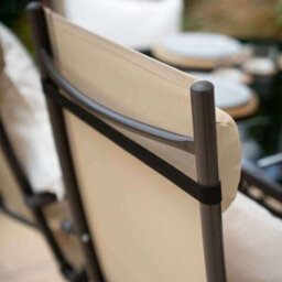Primrose 6 Seater Dining Set Garden Furniture With Parasol Reclining Chairs Glass Table In Mocha - thumbnail 5