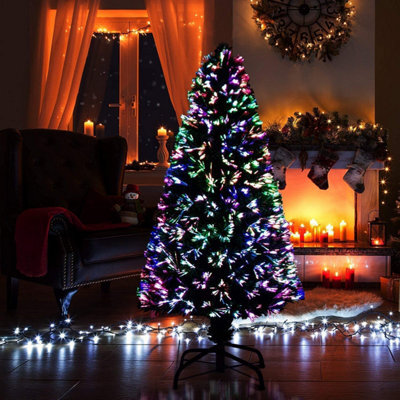 Shatchi 7Ft/210Cm Multicolour Fibre Optic Christmas Tree Led Pre-Lit - image 1
