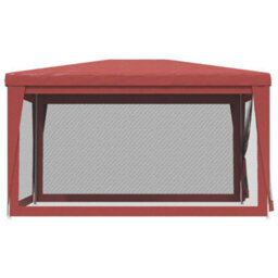 Walplus Party Tent Garden Gazebo Canopy With 4 Mesh Sidewalls Red 3X4 M Hdpe - thumbnail 4