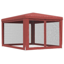 Walplus Party Tent Garden Gazebo Canopy With 4 Mesh Sidewalls Red 3X4 M Hdpe - thumbnail 5