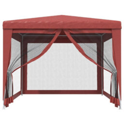 Walplus Party Tent Garden Gazebo Canopy With 4 Mesh Sidewalls Red 3X4 M Hdpe - thumbnail 3