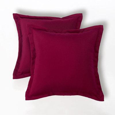 Homescapes Luxury Outdoor Cushions 2 Set, Waterproof Filled Cushions, Soft-Touch,plain Burgundy Red,for Garden And Indoors,45X45Cm - image 1