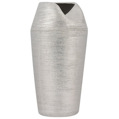 Beliani Decorative Vase Apamea Stoneware 33 Cm Silver - image 1