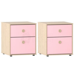 Lassic Junior Vida Neptune Pink & Oak 2 Drawer Bedside Table Cabinet Chest, Set Of 2 - thumbnail 7