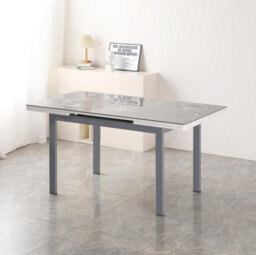 Furnizone UK Valencia 4-Seater Sintered Stone Grey Marble-Effect Extending Dining Table - thumbnail 1