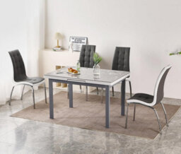 Furnizone UK Valencia 4-Seater Sintered Stone Grey Marble-Effect Extending Dining Table - thumbnail 6
