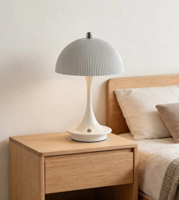 Amorly Led Small Table Lamp,mushroom Shape Rechargeable Portable Bedroom Bedside Ambient Lights For Bedroom Living Room Study White - image 1
