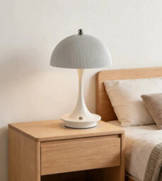 Amorly Led Small Table Lamp,mushroom Shape Rechargeable Portable Bedroom Bedside Ambient Lights For Bedroom Living Room Study White - thumbnail 1