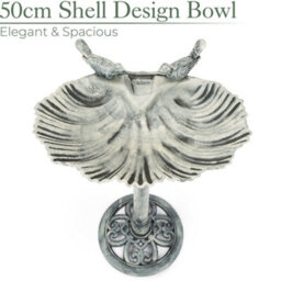 Christow Metal Effect Clam Shell Bird Bath Grey - thumbnail 3