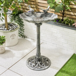 Christow Metal Effect Clam Shell Bird Bath Grey - thumbnail 2