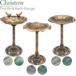 Christow Metal Effect Clam Shell Bird Bath Grey - thumbnail 7