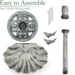 Christow Metal Effect Clam Shell Bird Bath Grey - thumbnail 5