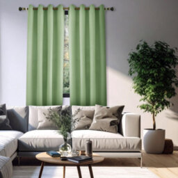 Happy Homewares Olive Linen Style Blackout Eyelet Curtains - 46X63 Inch Drop - 2 Panel - thumbnail 6