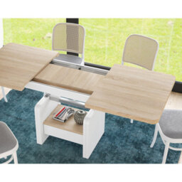 Heze Furniture Lotta 2 In 1 Extending Coffee / Dining Table 120-180Cm - Sonoma Oak / White - thumbnail 5