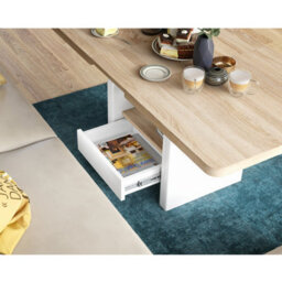 Heze Furniture Lotta 2 In 1 Extending Coffee / Dining Table 120-180Cm - Sonoma Oak / White - thumbnail 4