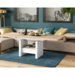Heze Furniture Lotta 2 In 1 Extending Coffee / Dining Table 120-180Cm - Sonoma Oak / White - thumbnail 7