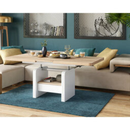 Heze Furniture Lotta 2 In 1 Extending Coffee / Dining Table 120-180Cm - Sonoma Oak / White - thumbnail 6