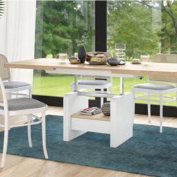 Heze Furniture Lotta 2 In 1 Extending Coffee / Dining Table 120-180Cm - Sonoma Oak / White