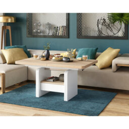 Heze Furniture Lotta 2 In 1 Extending Coffee / Dining Table 120-180Cm - Sonoma Oak / White - thumbnail 3