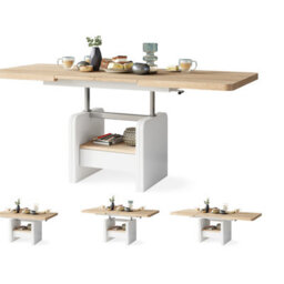 Heze Furniture Lotta 2 In 1 Extending Coffee / Dining Table 120-180Cm - Sonoma Oak / White - thumbnail 2
