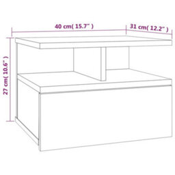 Berkfield Compact Floating Nightstand 2 Pcs Grey Sonoma 40X31X27 Cm Engineered Wood - thumbnail 8