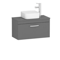 Royal Bathrooms Turin 800mm Indigo Grey Gloss 1-Drawer Wall Hung Unit & 365mm Soft Square Countertop Basin - thumbnail 4