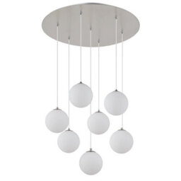Luminosa Lighting Luminosa Riha Cluster Pendant Ceiling Light Nickel Matt Balls Opal Glass Shade 7X G9 3000K - thumbnail 2