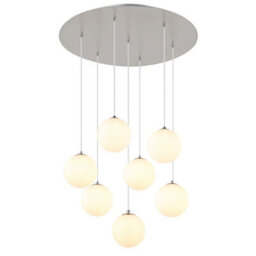 Luminosa Lighting Luminosa Riha Cluster Pendant Ceiling Light Nickel Matt Balls Opal Glass Shade 7X G9 3000K - thumbnail 1