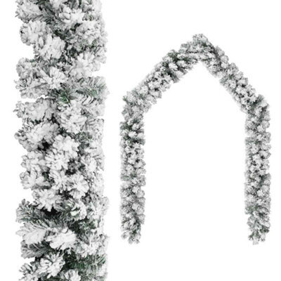 Vidaxl Christmas Garland With Flocked Snow Green 10 M Pvc Christmas Garlands - image 1