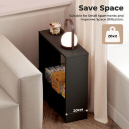 Black Slim Side Table For Small Space Sofa End Bedside Living Room Storage