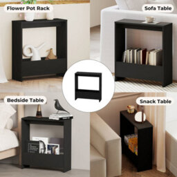 Black Slim Side Table For Small Space Sofa End Bedside Living Room Storage - thumbnail 3