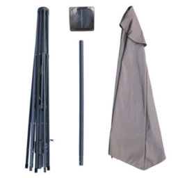 Sundaze Taupe 2.7M  Round Garden Parasol Umbrella Outdoor Patio Solar Led Lights Crank Tilt With Base - thumbnail 7