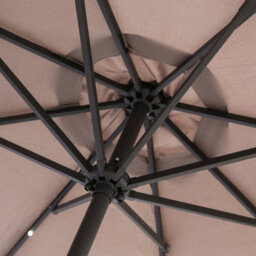 Sundaze Taupe 2.7M  Round Garden Parasol Umbrella Outdoor Patio Solar Led Lights Crank Tilt With Base - thumbnail 4