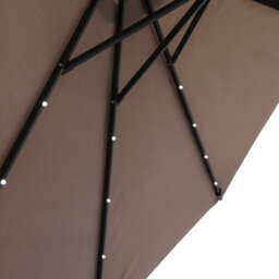 Sundaze Taupe 2.7M  Round Garden Parasol Umbrella Outdoor Patio Solar Led Lights Crank Tilt With Base - thumbnail 5