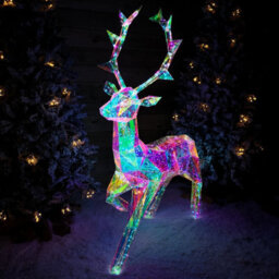 Samuel Alexander 1.4M Light Up Standing Iridescent Dreamlights Christmas Stag With 600 White Leds - thumbnail 3