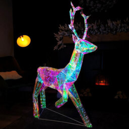 Samuel Alexander 1.4M Light Up Standing Iridescent Dreamlights Christmas Stag With 600 White Leds - thumbnail 4