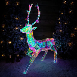 Samuel Alexander 1.4M Light Up Standing Iridescent Dreamlights Christmas Stag With 600 White Leds - thumbnail 1