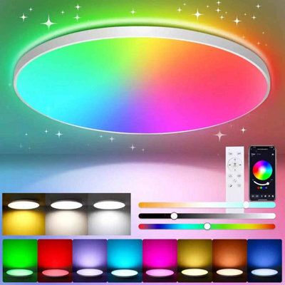 Led Ceiling Light, Rgb, 30W Remote Control, White, Acrylic, 220V,60Cm Into 9.5Cm - image 1