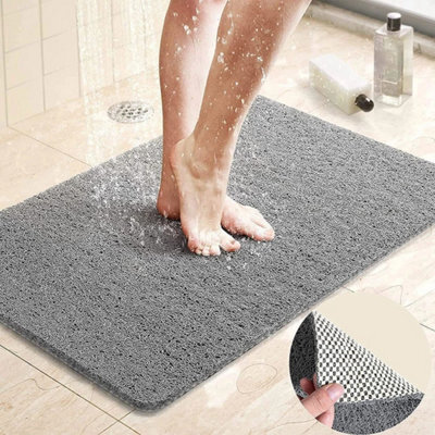 Loofah Shower Mat For Inside Shower Non-Slip Anti Mould Pvc Bath Mat Quick Dry Light Grey - image 1
