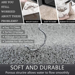 Loofah Shower Mat For Inside Shower Non-Slip Anti Mould Pvc Bath Mat Quick Dry Light Grey - thumbnail 5