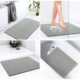 Loofah Shower Mat For Inside Shower Non-Slip Anti Mould Pvc Bath Mat Quick Dry Light Grey - thumbnail 3