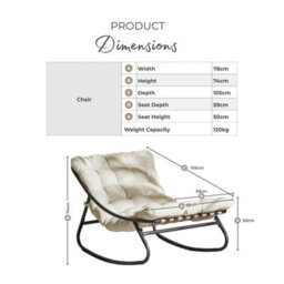 Furniturebox Hydra Garden Lounger Rocking Garden Chair Grey, Comfy Garden Chair, Outdoor Patio Sun Lounger Garden Chair Seating - thumbnail 7