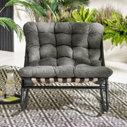Furniturebox Hydra Garden Lounger Rocking Garden Chair Grey, Comfy Garden Chair, Outdoor Patio Sun Lounger Garden Chair Seating - thumbnail 2