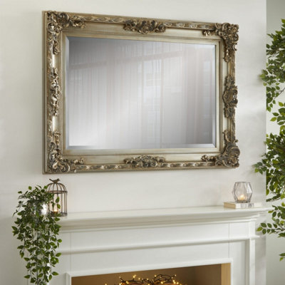 The Online Mirror Shop Wall Mirror Carved Louis Rectangular Shape With Champagne Frame- H110Cm X W 80Cm X D 6.5Cm For Hanging It Over Your Mantlepiece - image 1